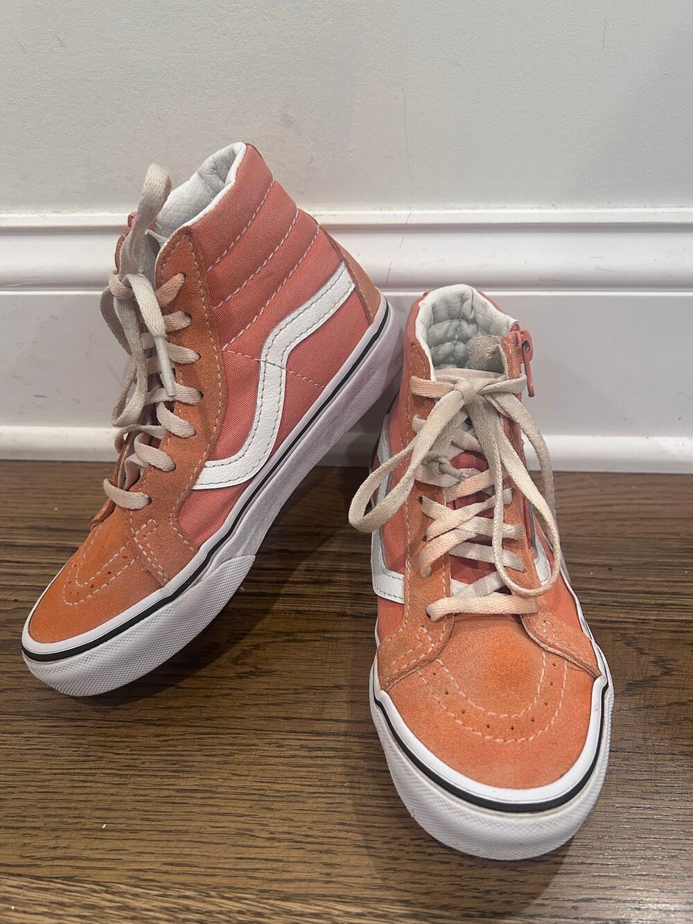 Vans Kids Sk8-Hi Reissue Side Zip Sneakers Peach Orange Sz 1 Back to School